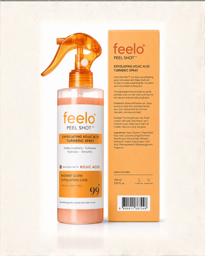 Feelo Advanced Kojic Acid & Turmeric Brightening Peel Shot Spray for Smooth